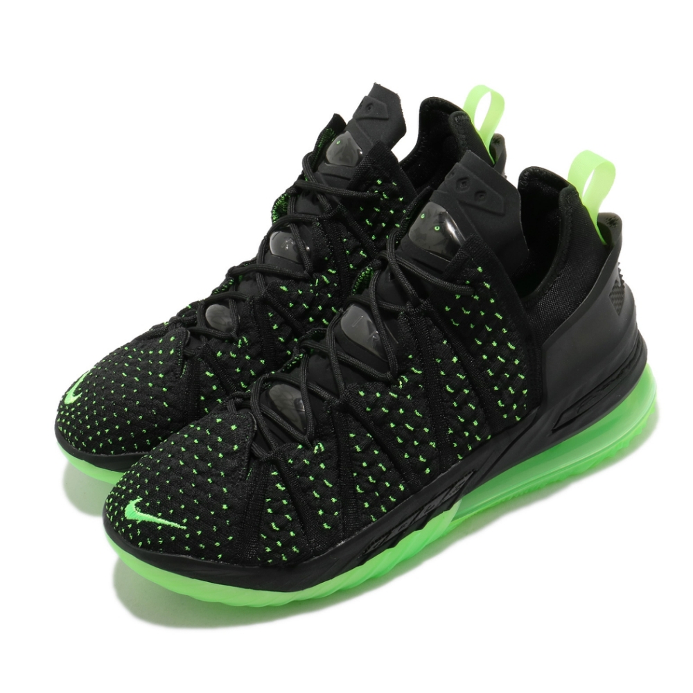 Nike 籃球鞋 LeBron XVIII EP 運動 男鞋 氣墊 避震 包覆 LBJ 明星款 球鞋 黑 綠 CQ9284005
