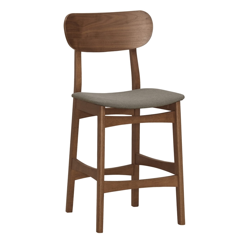 Boden-吉曼灰色布實木吧台椅/吧檯椅/高腳椅(二入組合)-44x50x97cm