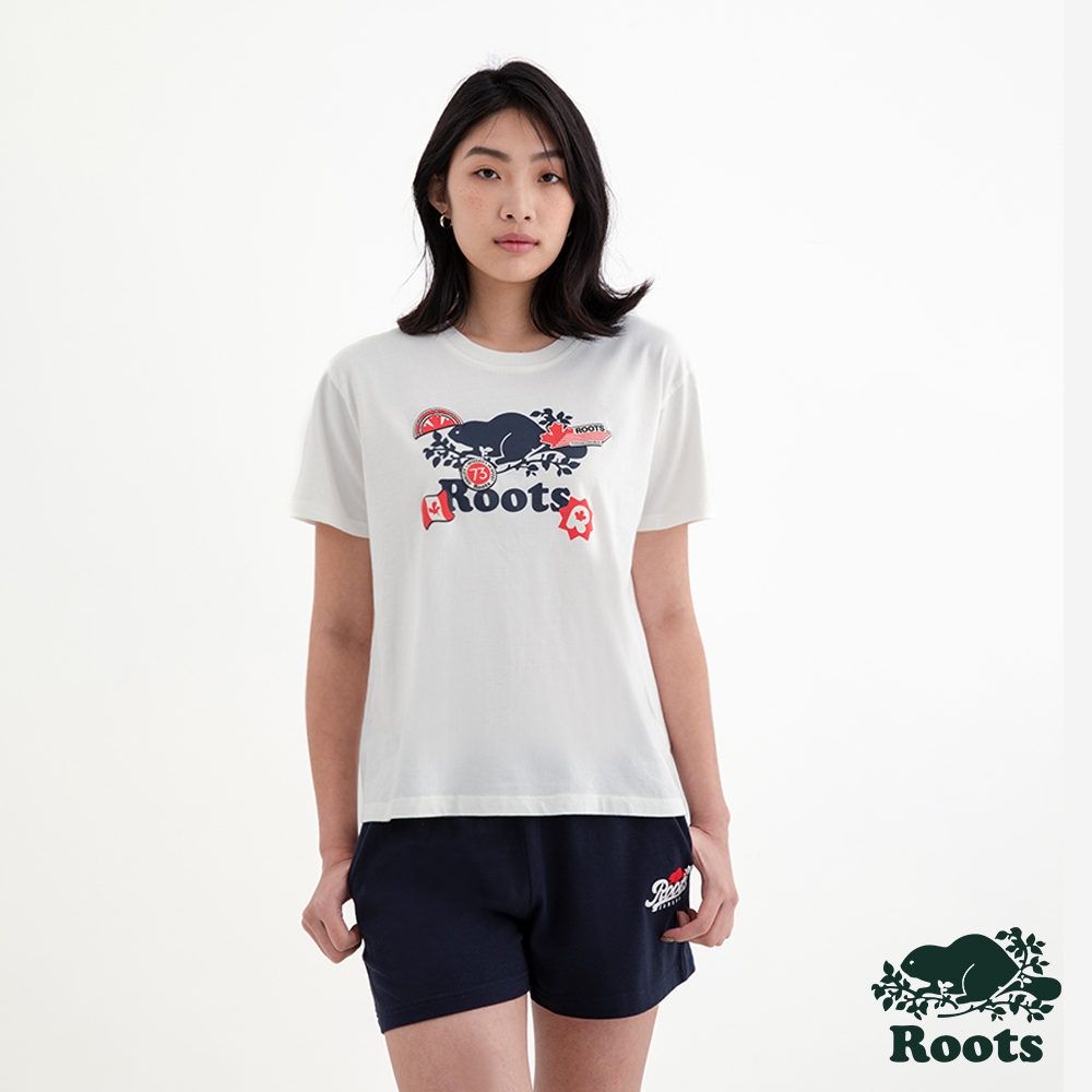 Roots 女裝- CANADA PATCH短袖T恤-白色