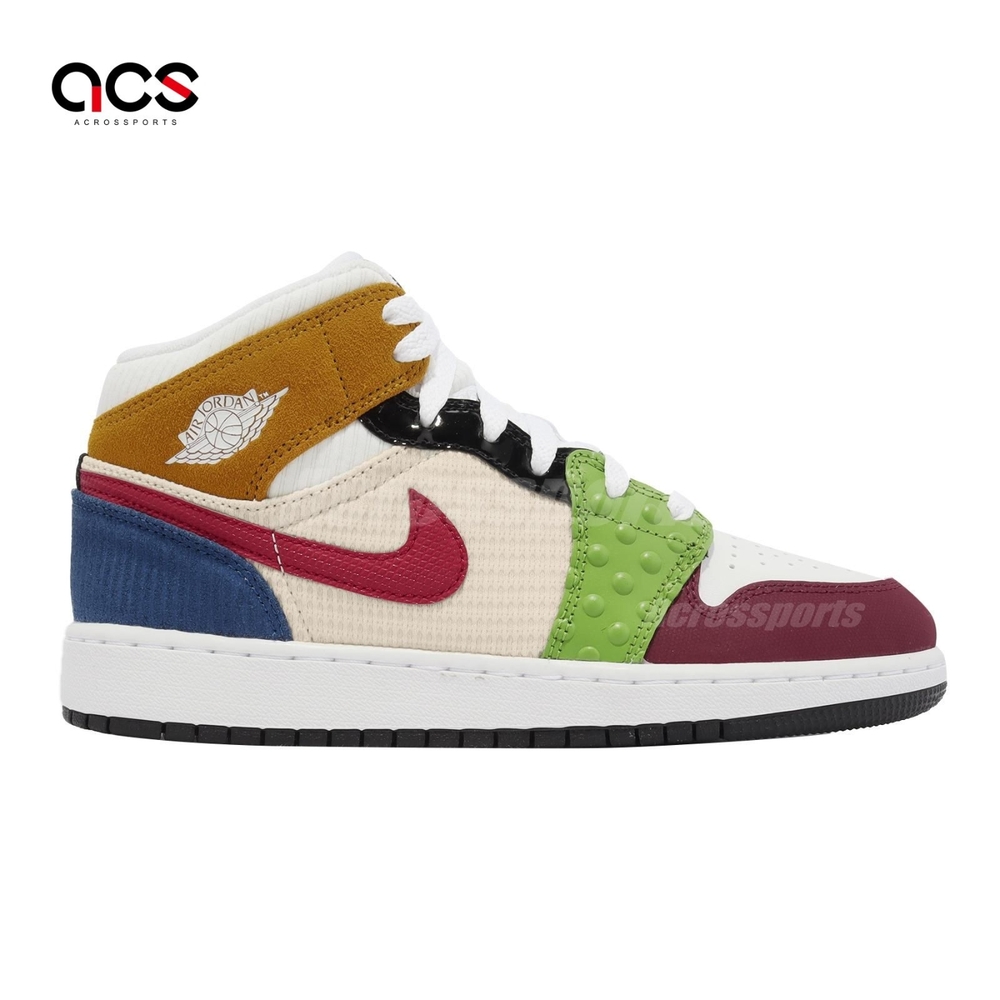 Nike Air Jordan 1 Mid SE GS 彩色拼接麂皮燈芯絨女鞋大童鞋AJ1 DR6957