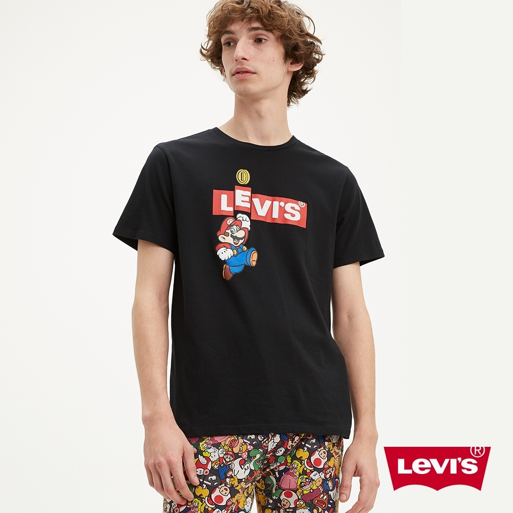 Levis X Super Mario限量聯名 男女同款 短袖T恤 翻玩瑪利歐Logo 黑