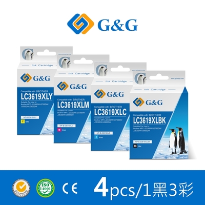 【G&G】for BROTHER 1黑3彩  LC3619XL-BK/C/M/Y 高容量墨水匣超值組合包 /適用:MFC J2330DW / J2730DW / J3530DW / J3930DW