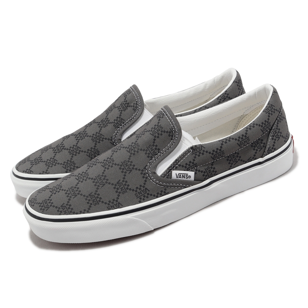 Vans 休閒鞋 Classic Slip-O 男鞋 灰 白 帆布 懶人鞋 套入式 經典 VN0A7Q5DPWT