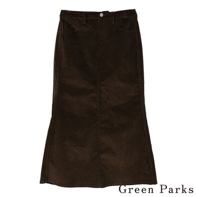Green Parks 後口袋開衩燈芯絨長裙