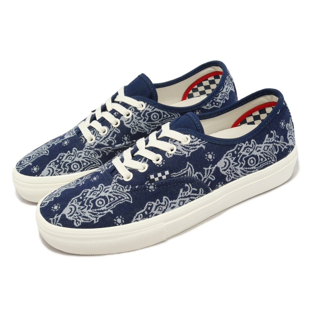 Vans 休閒鞋 Skate Authentic 男鞋 深藍 白 圖騰 帆布鞋 滑板鞋 膠底 VN0A5FC8FRP