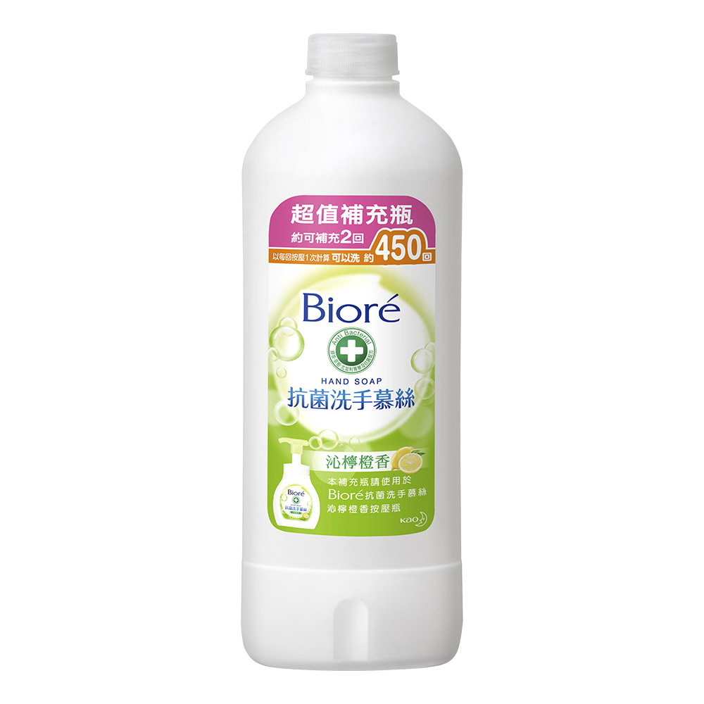 蜜妮 Biore 抗菌洗手慕絲 沁檸橙香補充瓶(450ml)