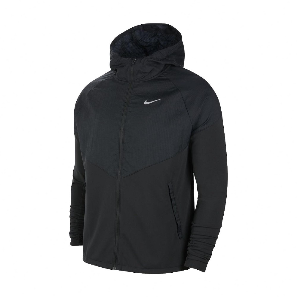 Nike 外套 Therma Jacket 運動休閒 男款 連帽外套 路跑 反光 基本款 黑 銀 CV2239010