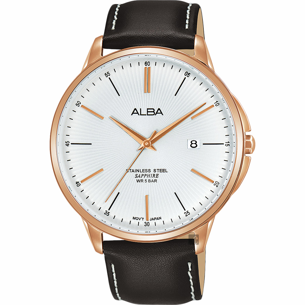 ALBA 雅柏 城市系列時尚手錶(AS9H36X1)-銀x咖啡色錶帶/42mm