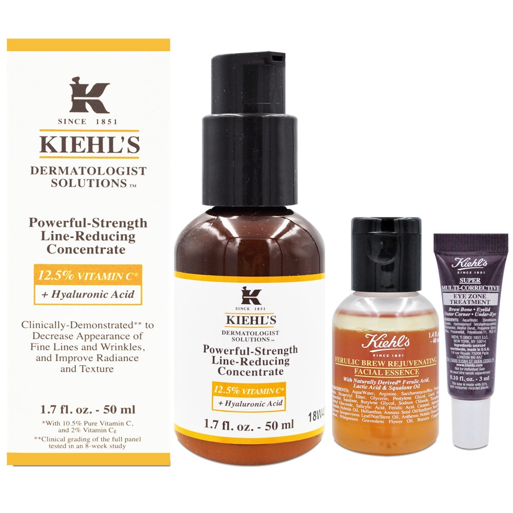 KIEHLS契爾氏 12.5超能雙C精華50ml 加贈超活酵青春精釀露40ml+超進化全能新生超級眼霜3ml