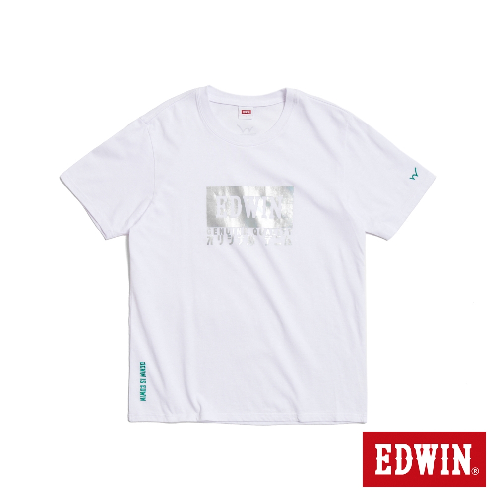 EDWIN 雷射箔印花短袖T恤-男-白色