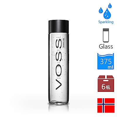 VOSS 芙絲 挪威氣泡水(375mlx6)-黑蓋玻璃瓶