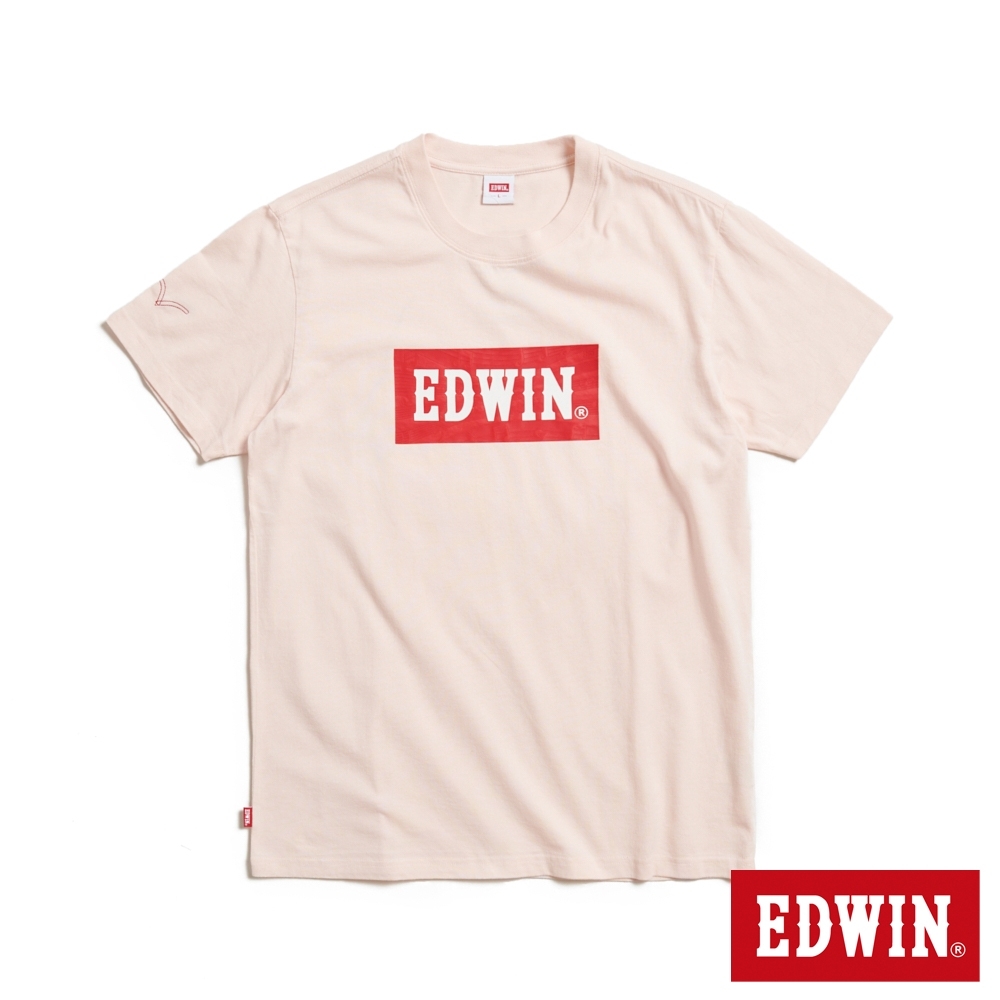 EDWIN 音樂紅印花短袖T恤-男-淡粉紅