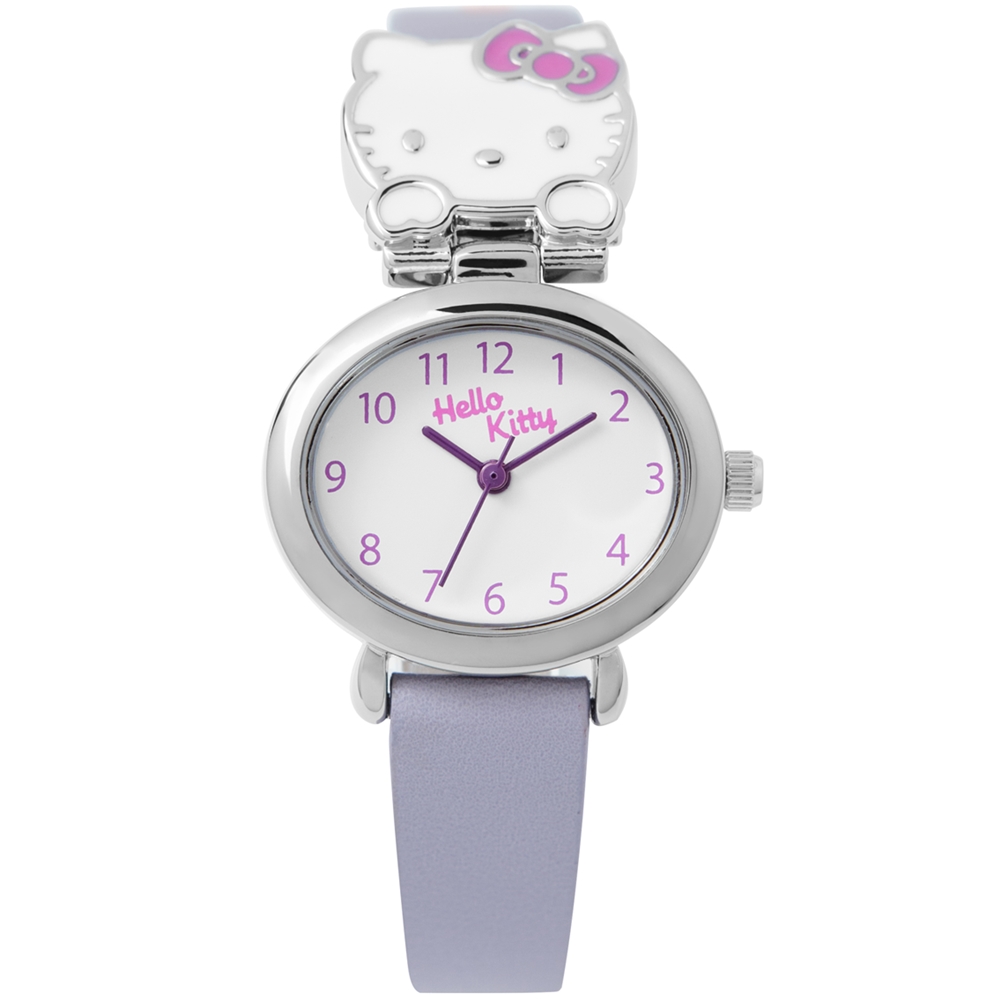 HELLO KITTY 可愛立體貓頭手錶 淺紫/27mm