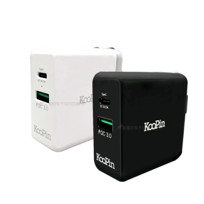 KooPin 36W QC3.0快充+PD Type-C/USB-A 雙孔閃充充電器