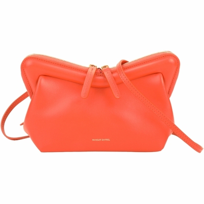 Mansur Gavriel M Frame 小牛皮可拆斜背/手拿包(橘紅色)