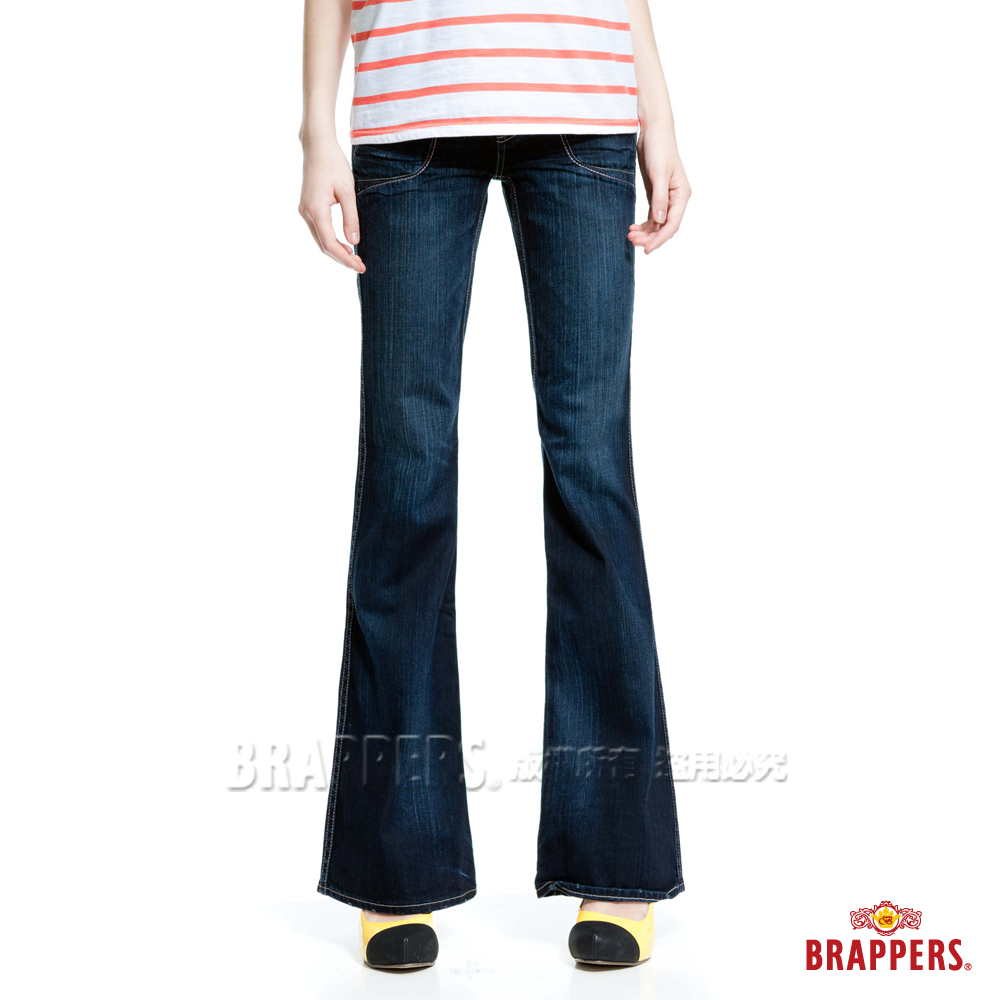BRAPPERS 女款 女個性系列-女用大喇叭褲-經典藍
