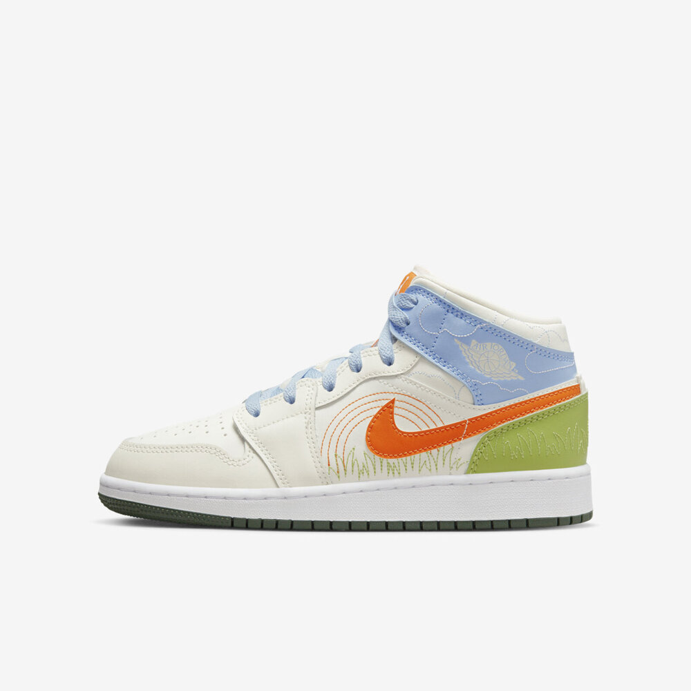 Nike Air Jordan 1 Mid SE GS [DX2462-100] 大童休閒鞋經典喬丹草地米