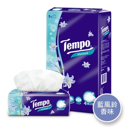 Tempo 4層加厚輕巧包面紙-藍風鈴 90抽x5包/串