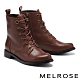 短靴 MELROSE 復古質感牛皮純色造型低跟短靴－棕 product thumbnail 1