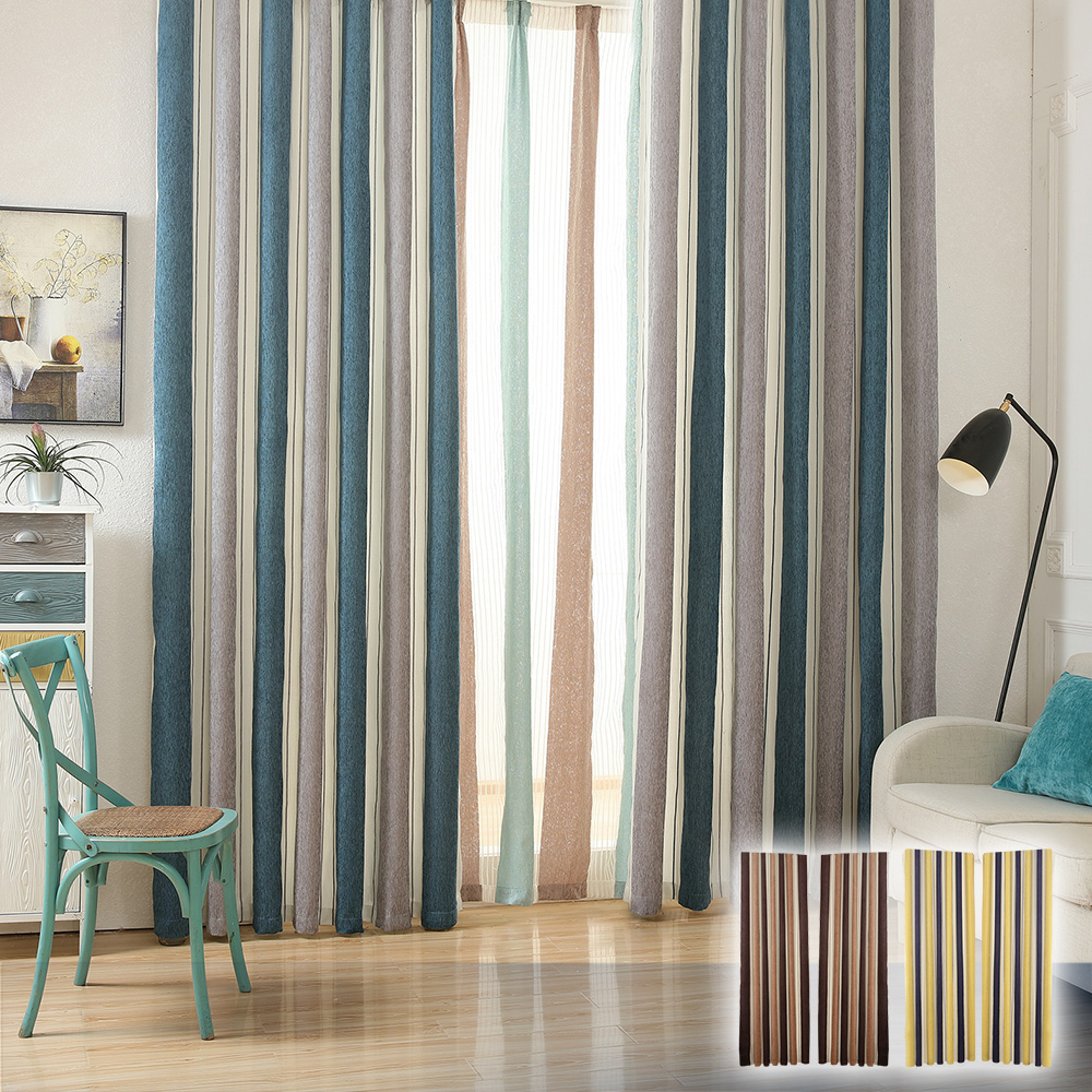 日創優品 現代北歐風格雪尼爾條紋窗簾(200x165cm)