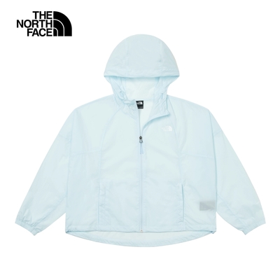 【The North Face 官方旗艦】北面女款藍色防風防曬舒適透氣休閒連帽外套｜7WBVO0R