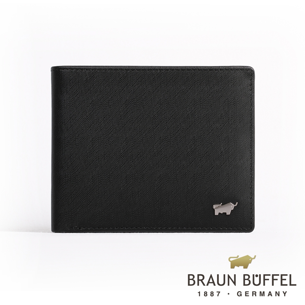 【BRAUN BUFFEL】HOMME-M系列4卡零錢皮夾-黯黑