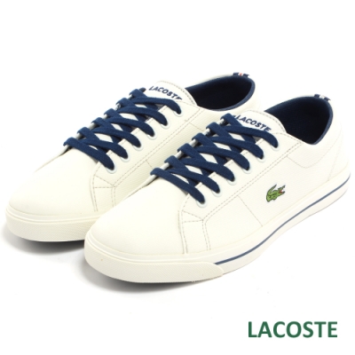 LACOSTE-女用休閒帆布鞋-白-藍