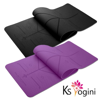 KS yogini 雙面防滑款 TPE正位線瑜珈墊6mm 贈收納繩 (2色)