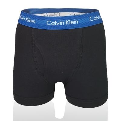 CALVIN KLEIN COTTON STRETCH 加長款純棉 平口四角褲 CK內褲 - 藍黑色