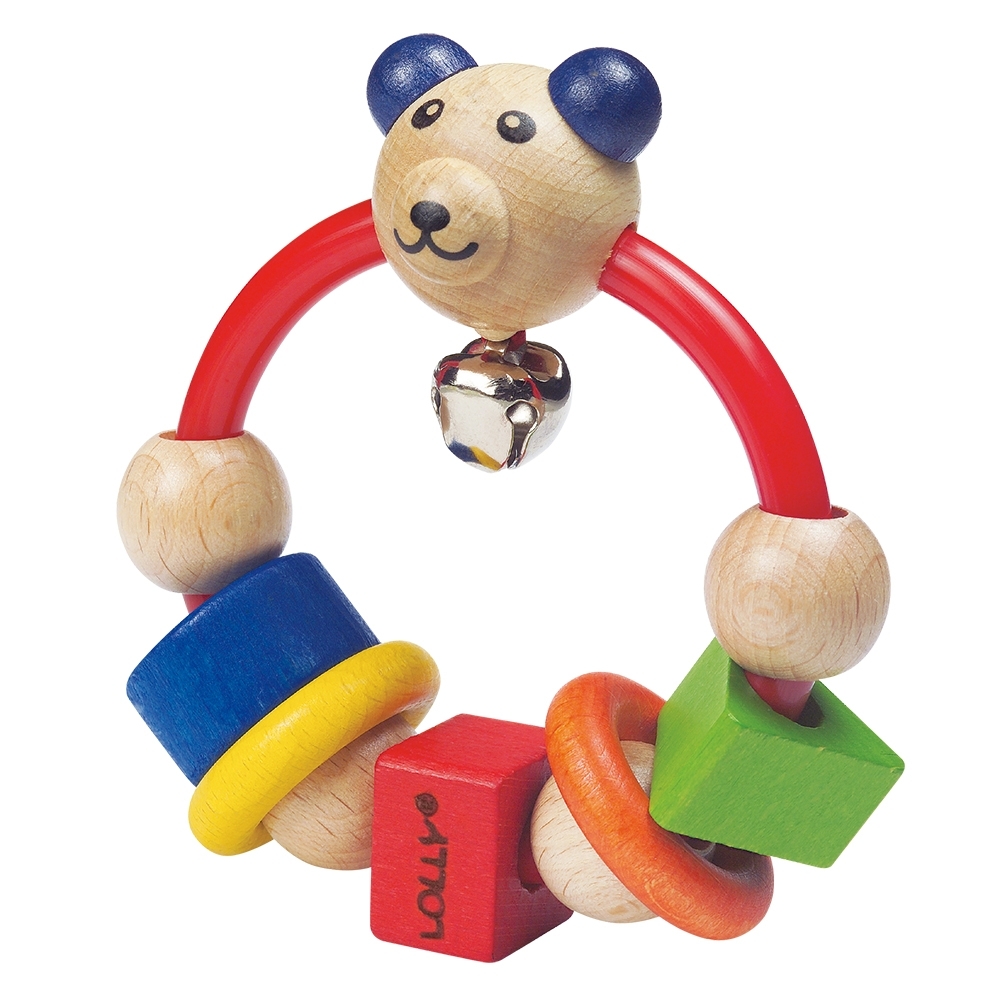 LOLLY 木製玩具-微笑熊搖鈴