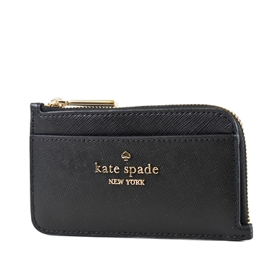 KATE SPADE 防刮十字紋證件零錢包-黑色