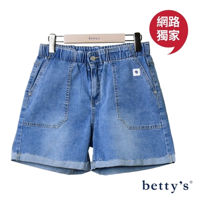 betty’s網路款 中大尺碼XL-3L寬鬆舒適彈性牛仔短褲(藍色)
