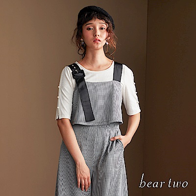 beartwo 珍珠裝飾開衩袖造型針織上衣(二色)