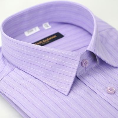 金安德森 紫色寬條紋窄版短袖襯衫