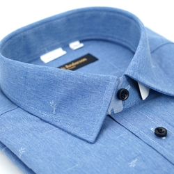 金安德森 藍色細紋保暖窄版長袖襯衫