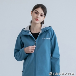 GIORDANO 女裝高機能胸前刺繡連帽外套 - 62 愛琴海藍