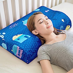 米夢家居-原創夢想家園系列-成人專用-馬來西亞進口純天然乳膠工學枕(深夢藍)二入