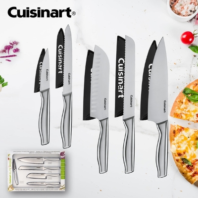 Cuisinart 美膳雅 廚房不銹鋼刀具+刀套10件組(含主廚刀/三德刀/麵包刀/鋸齒刀/水果刀)