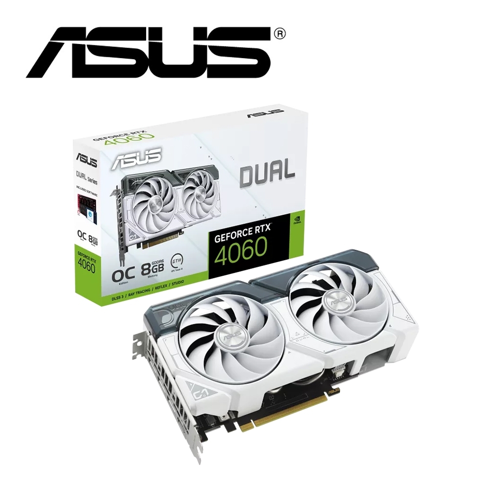 華碩 DUAL-RTX4060-O8G-WHITE 顯示卡+海盜船 RM550x 80PLUS 金牌 電源供應器