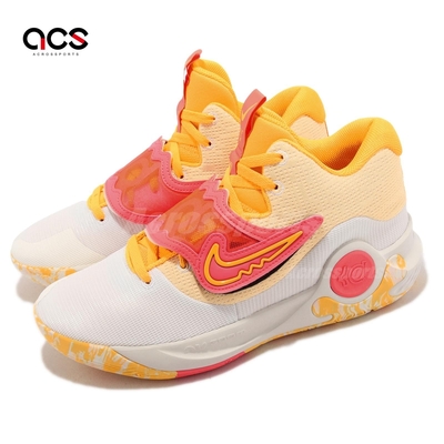 Nike 籃球鞋 KD Trey 5 X EP 白 橘 魔鬼氈 Durant 杜蘭特 氣墊 平民版 DJ7554-100