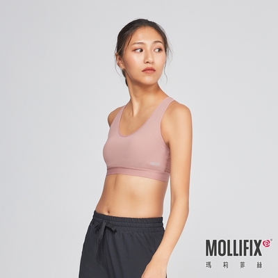 Mollifix 瑪莉菲絲 交叉美背洞洞運動內衣 (茶褐)、瑜珈服、無鋼圈、開運內衣