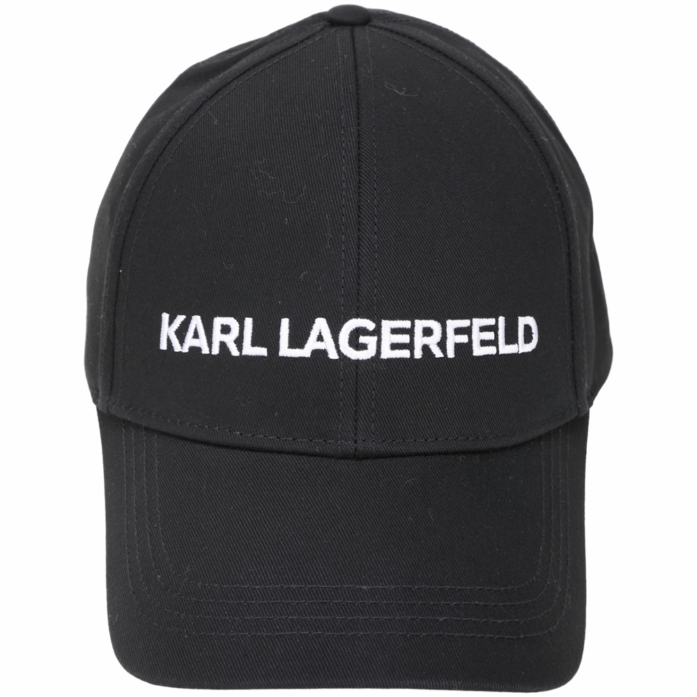 KARL LAGERFELD K/Essential 字母刺繡棉質棒球帽(黑色)