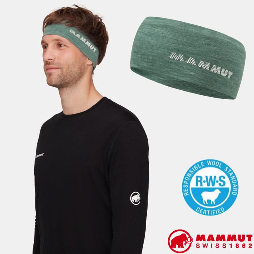 【MAMMUT 長毛象】Tree Wool Headband 羊毛混紡快乾抗臭頭帶_1191-01930-40237 深玉石綠