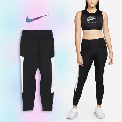 Nike 緊身褲 Air High Rise Leggings 女款 黑 白 吸濕快乾 針織 透氣 高腰 DM7488-010