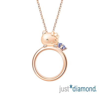 【Just Diamond】Hello Kitty甜蜜寶貝 18K玫瑰金藍寶石項鍊