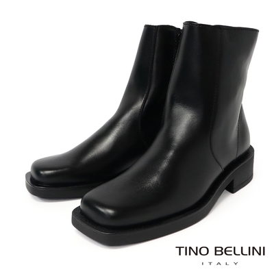 【TINO BELLINI 貝里尼】義大利進口方頭短靴FWOV024-1(黑色)