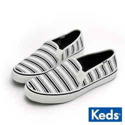 KEDS DOUBLE DECKER 風格線條帆布休閒鞋-白/深藍 9231W123474