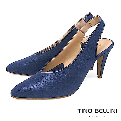 Tino Bellini 義大利進口V型深楦尖頭跟鞋 _ 藍
