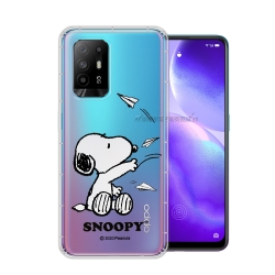 史努比/SNOOPY 正版授權 OPPO Reno5 Z 5G 漸層彩繪空壓手機殼(紙飛機)