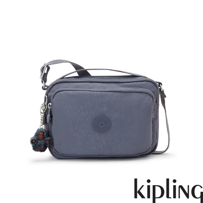 Kipling 灰調寧靜藍前袋拉鍊側肩包-COLETA